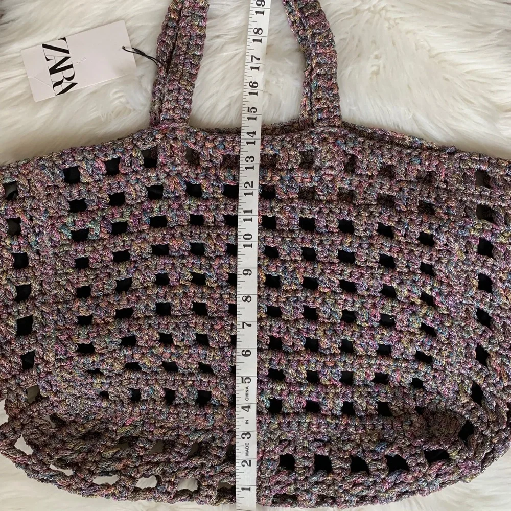 ZARA Shimmer Basket Weave Tote Bag - Picture 10 of 11